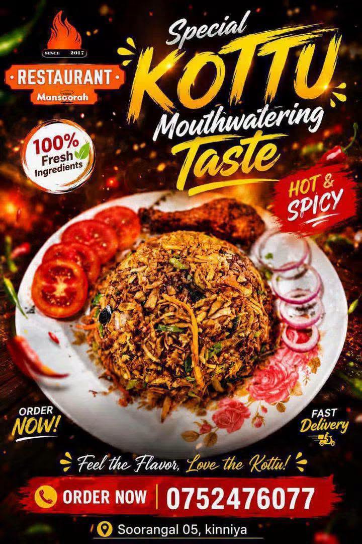 Restaurant Mansoorah poster for special kottu